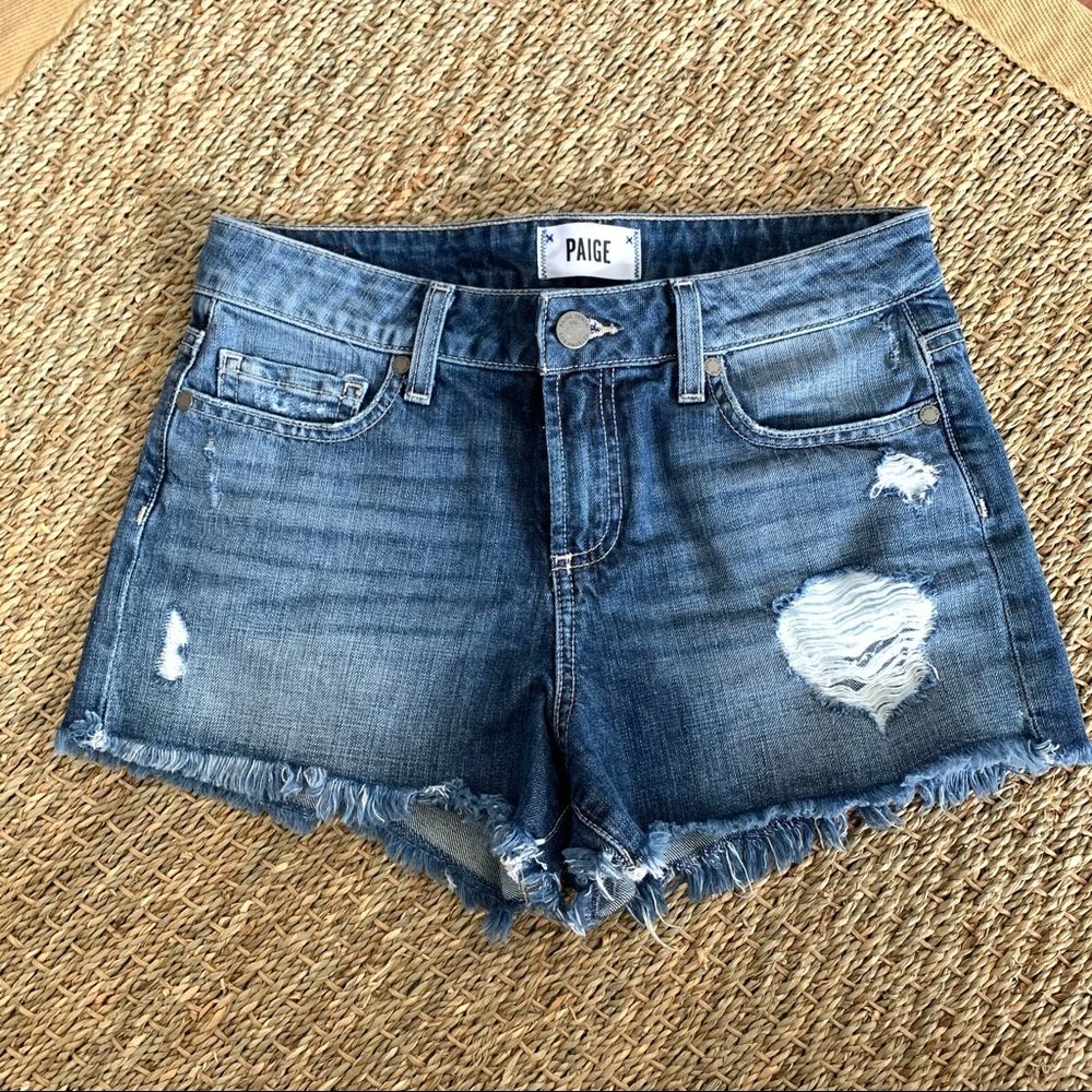 Paige Denim Daryn Distressed Denim Shorts Size 25